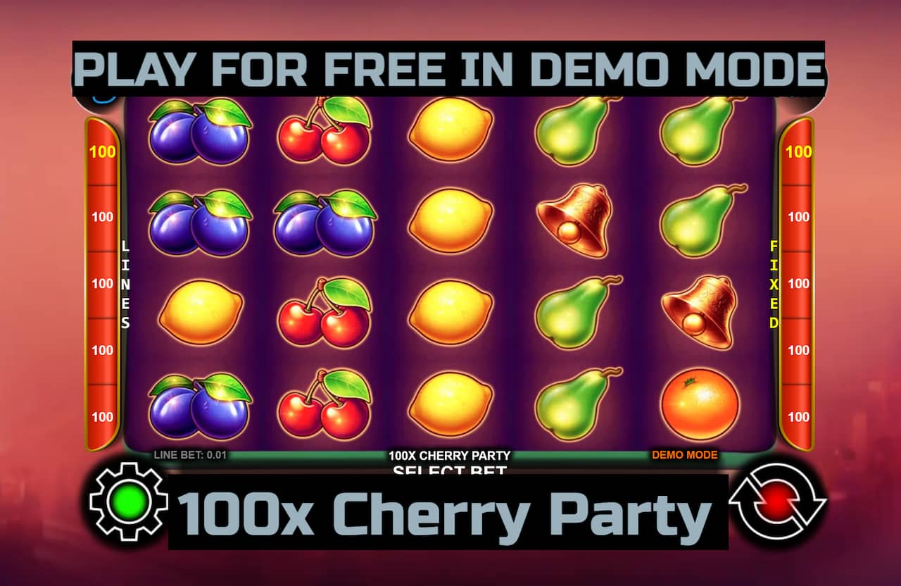 100x Cherry Party slot game by CT Interactive. Play for free in demo mode.