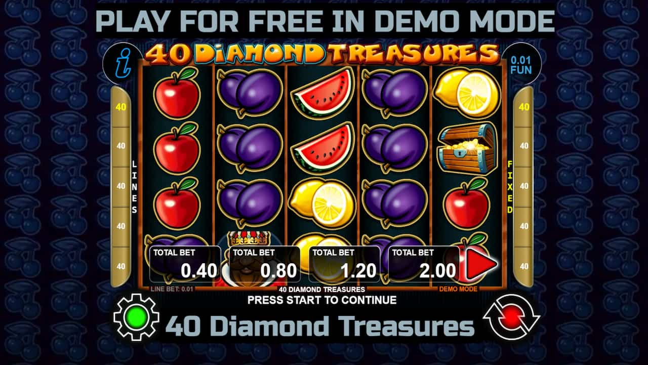 40 Diamond Treasures slot game by CT Interactive. Play for free in demo mode.