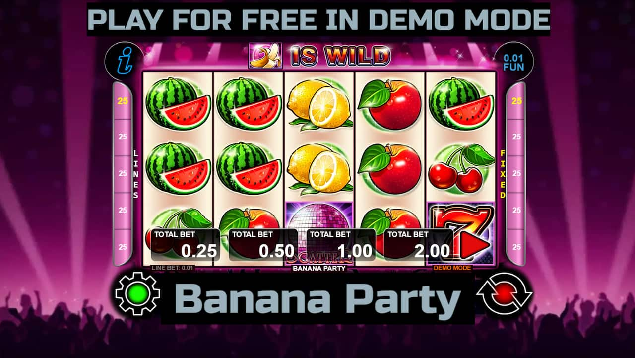 Banana Party slot game by CT Interactive. Play for free in demo mode.