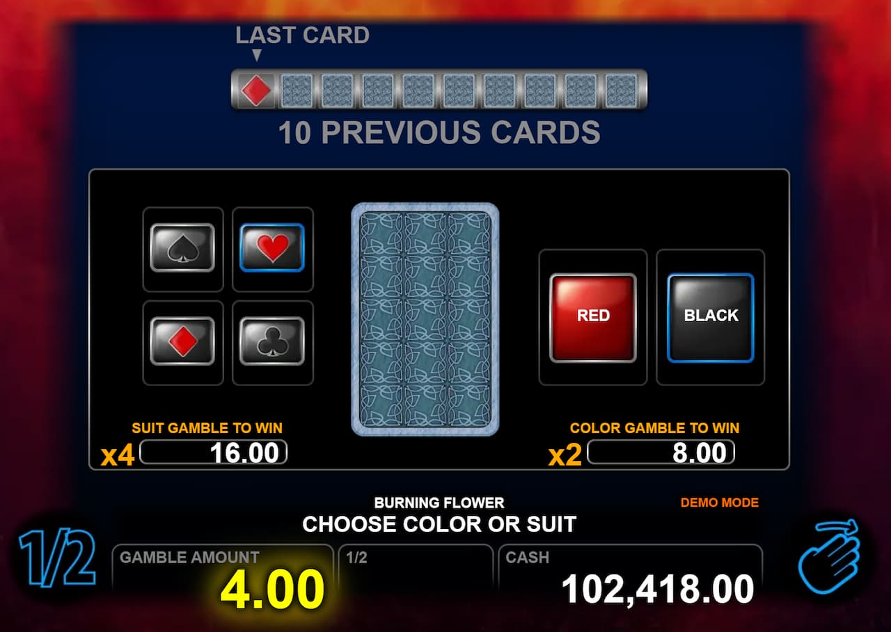 Double Up Feature Screen - Burning Flower slot game