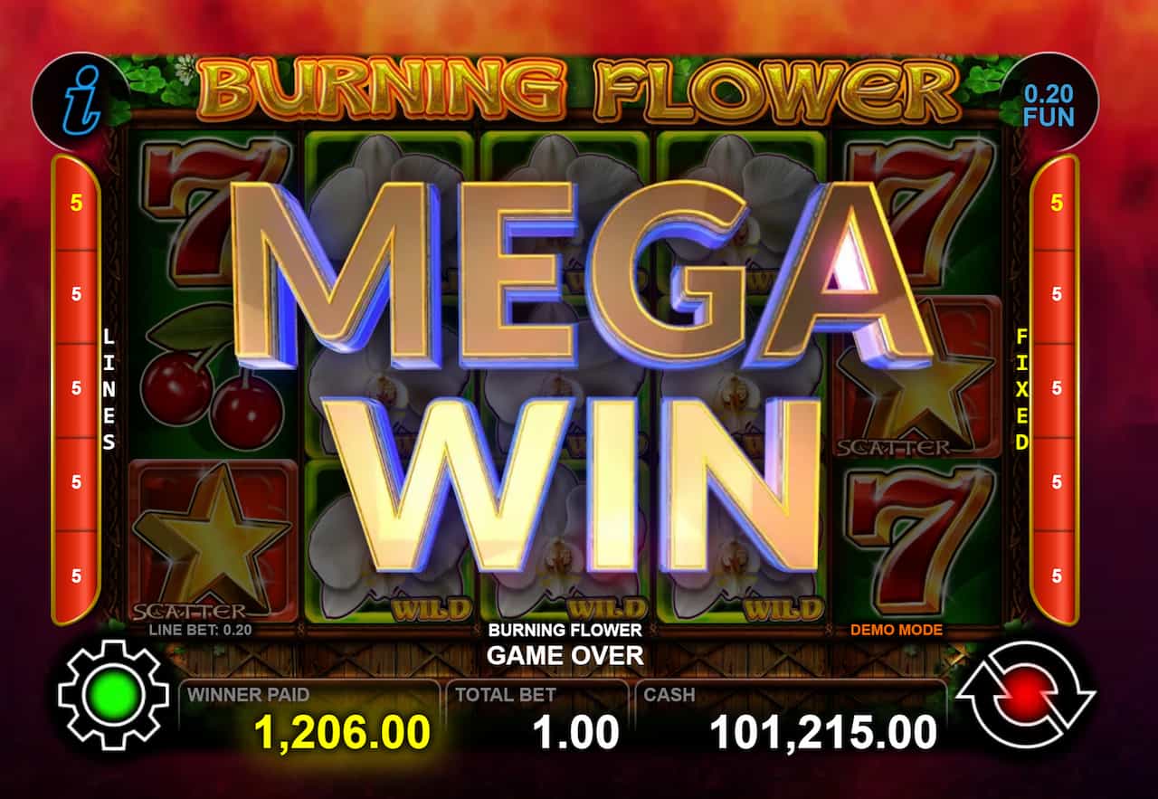 Mega Win Screen - Burning Flower slot game