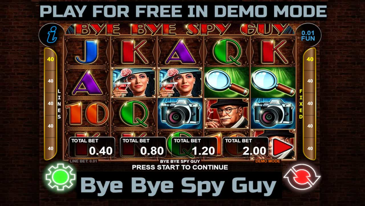 Bye Bye Spy Guy slot game by CT Interactive. Play for free in demo mode.