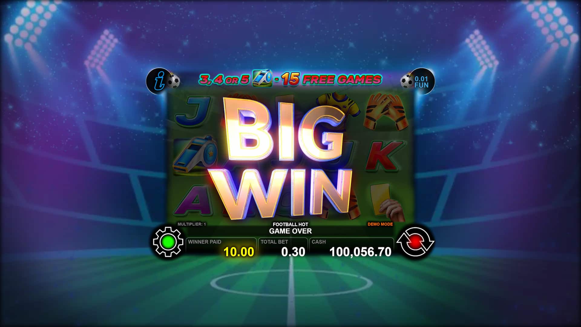 Big Win Screen - Football Hot slot game