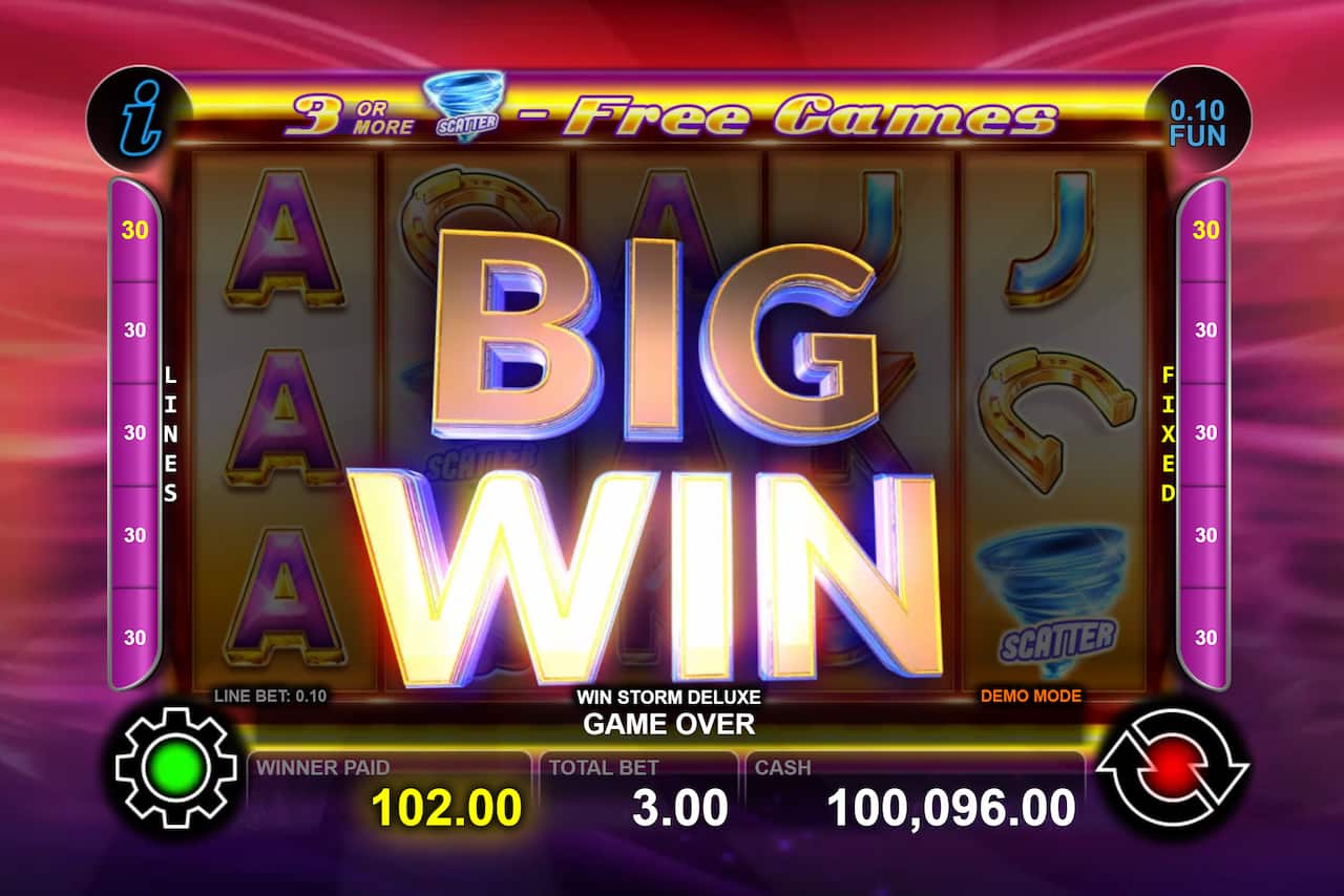 Big Win Screen - Win Storm Deluxe slot game