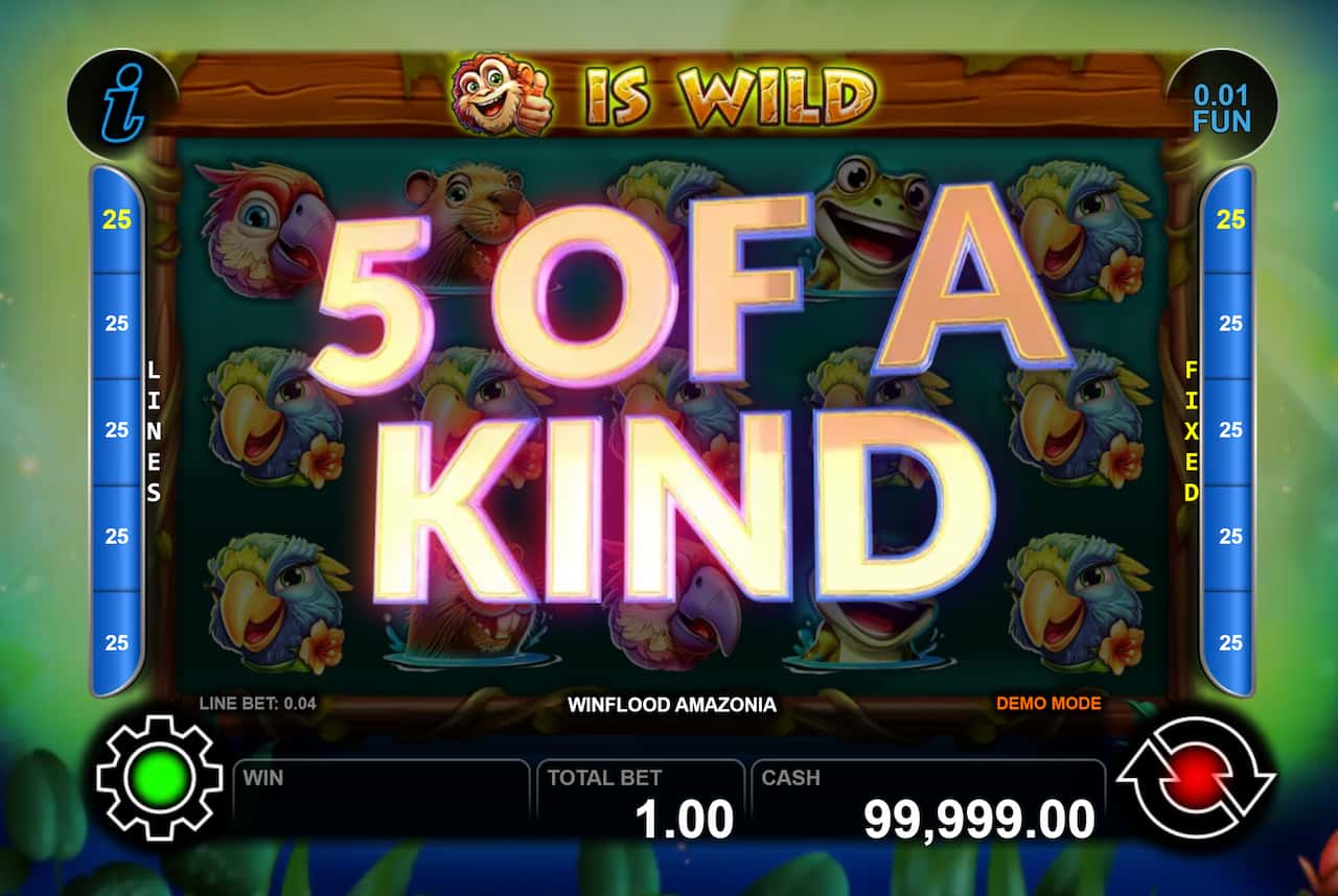 Five of a Kind Screen - Winflood Amazonia slot game
