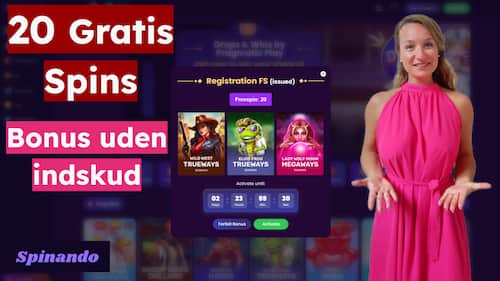 Spinando Casino 20 gratis spins uden indskud bonus på BGaming slots