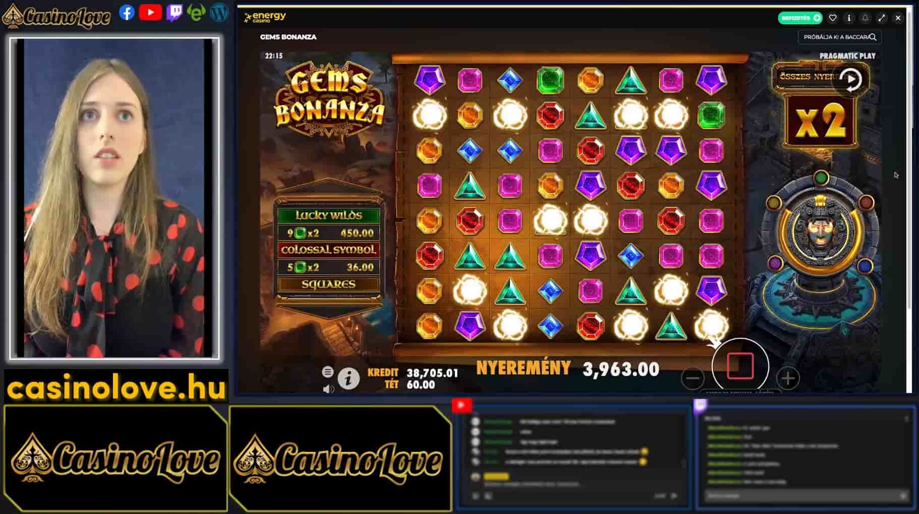 Gems Bonanza - großer Gewinn beim Slot-Spiel im Energy Casino