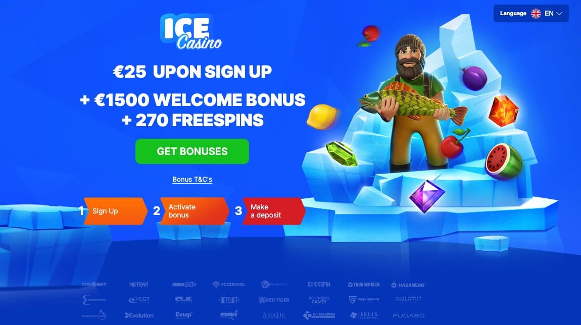 Seite mit dem Angebot ohne Einzahlung bei Ice Casino