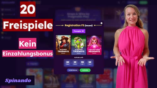Spinando Casino 20 Freispiele ohne Einzahlung Bonus auf BGaming Slots