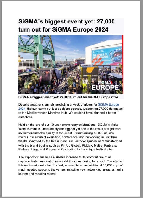 Summary of the SiGMA Europe 2024 event