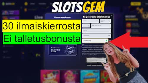 Slotsgem Casino 30 free spins no deposit bonus with promo code