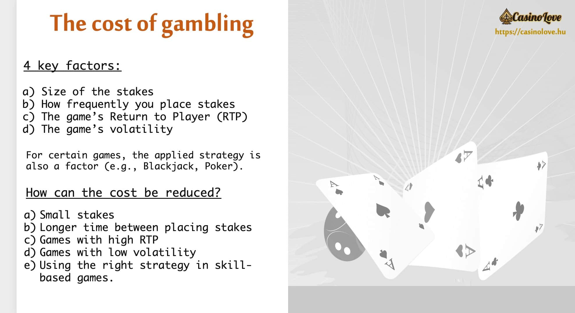 Cost of gambling and ways to reduce it