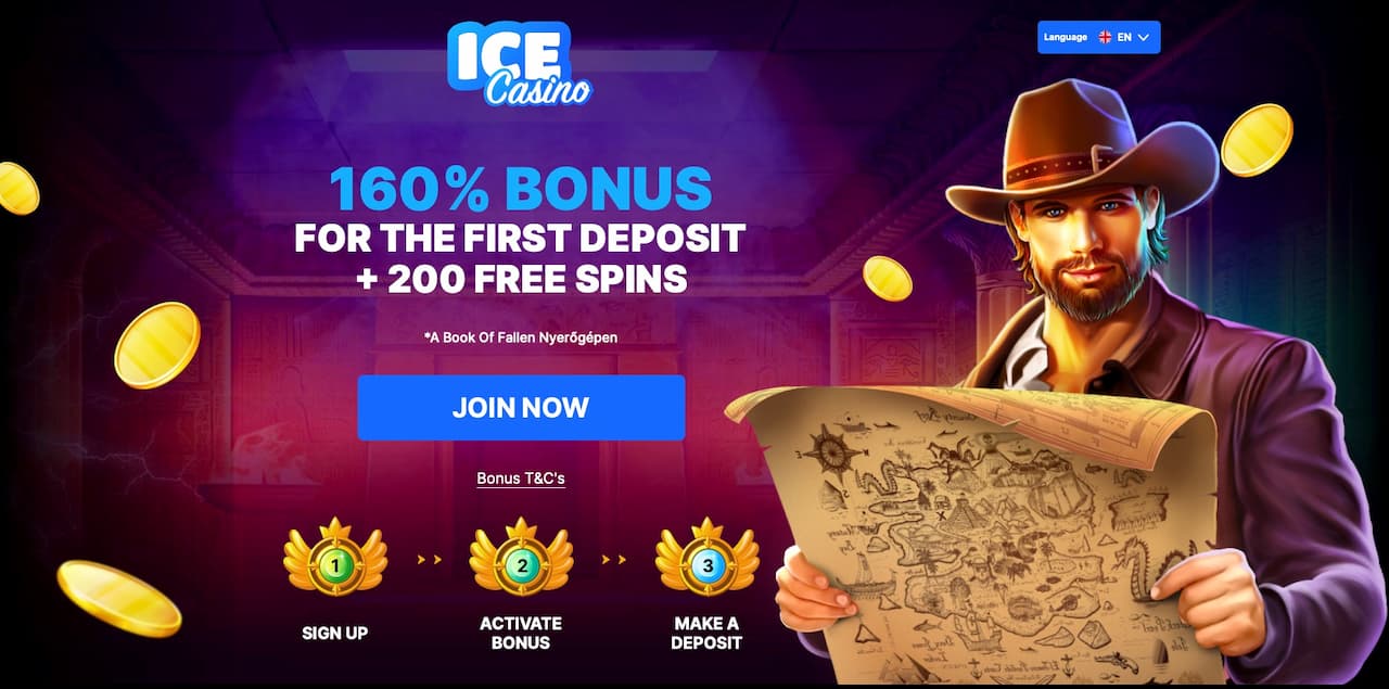 Промокод Ice Casino CASINOLOVE для бонуса 160% и 200 бесплатных вращений