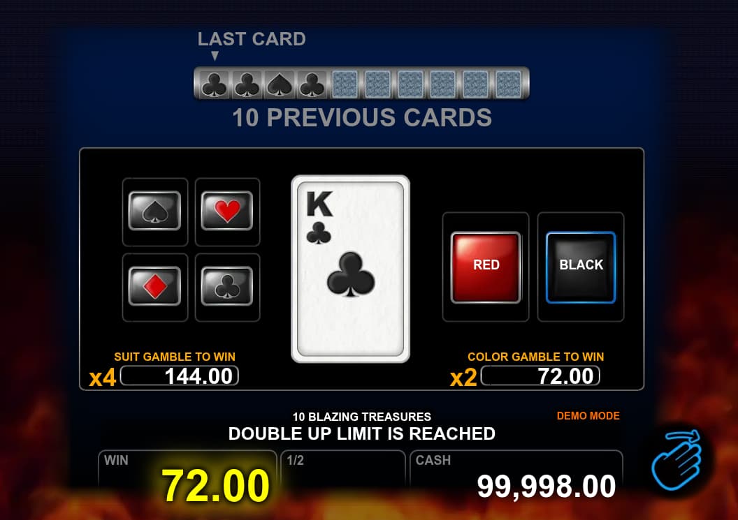 Double-Up Feature Screen - 10 Blazing Treasures slot game