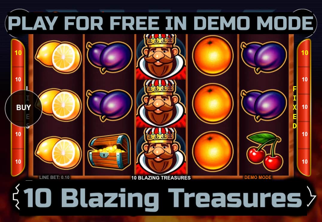 10 Blazing Treasures slot game by CT Interactive. Play for free in demo mode.