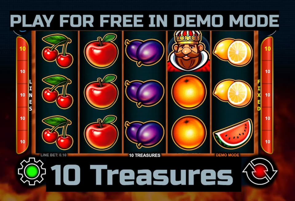 10 Treasures slot game by CT Interactive. Play for free in demo mode.