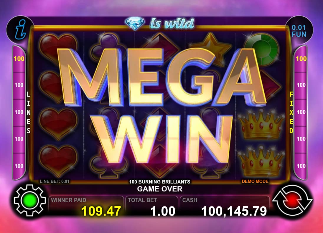 Mega Win Screen - 100 Burning Brilliants slot game