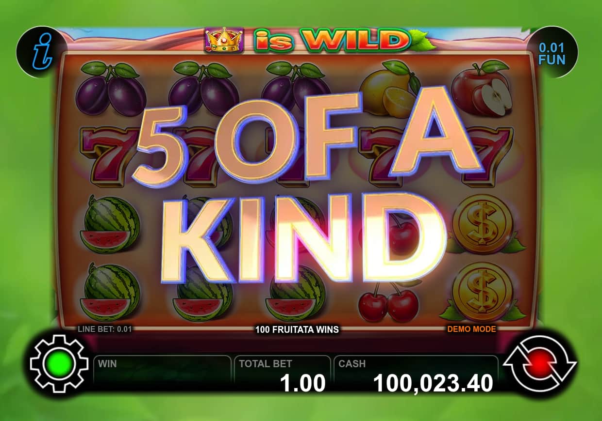 5 of a Kind Win Screen - 100 Fruitata Wins slot game