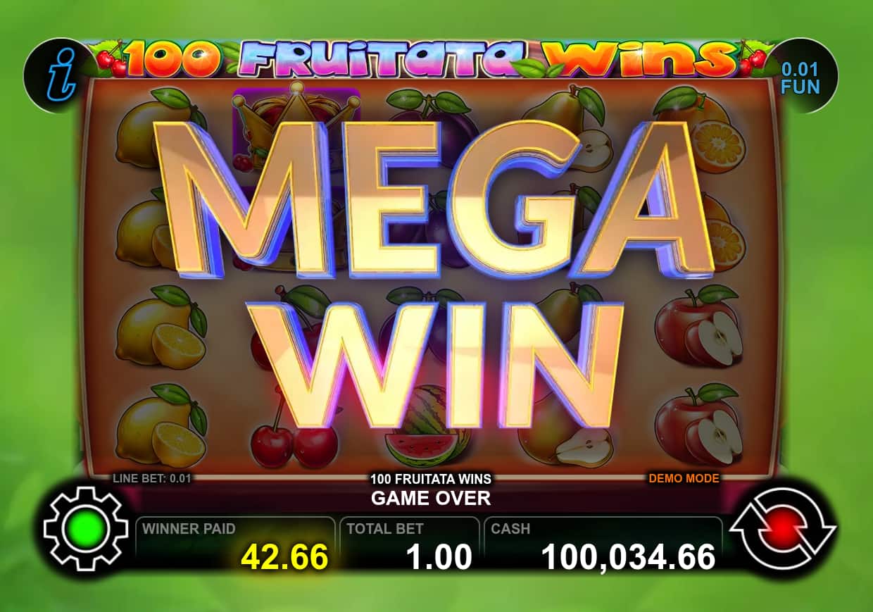 Mega Win Screen - 100 Fruitata Wins slot game