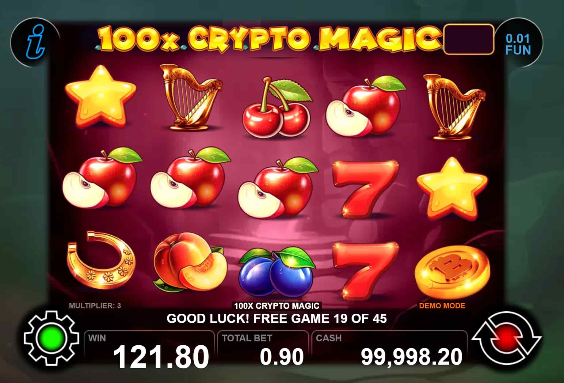 You can get more Free Games during the Bonus Game - 100x Crypto Magic slot game