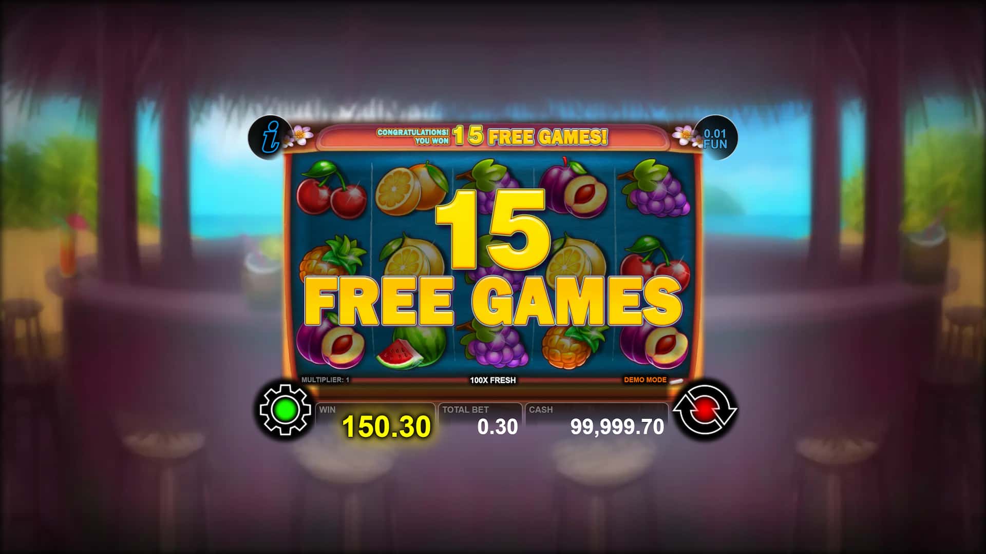 Free Games Screen - 100x Fresh slot game