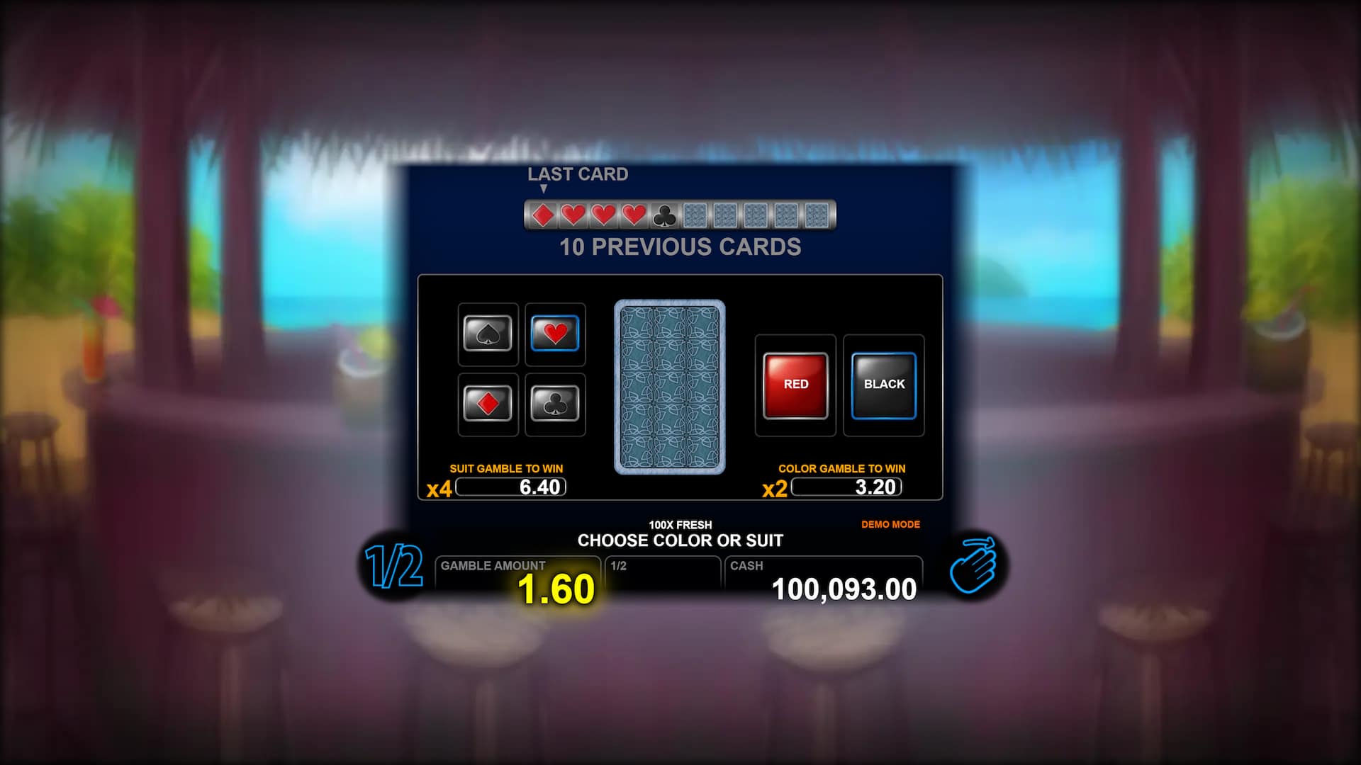 Double-Up Gamble Feature Screen - 100x Fresh slot game