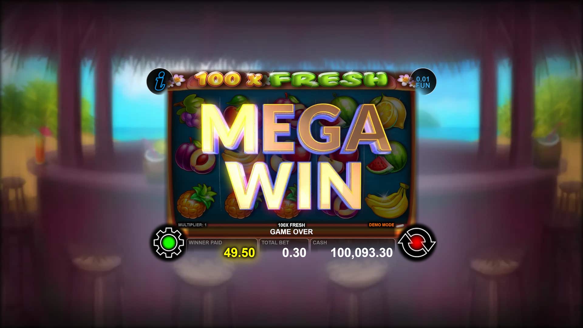 Mega Win Screen - 100x Fresh slot game