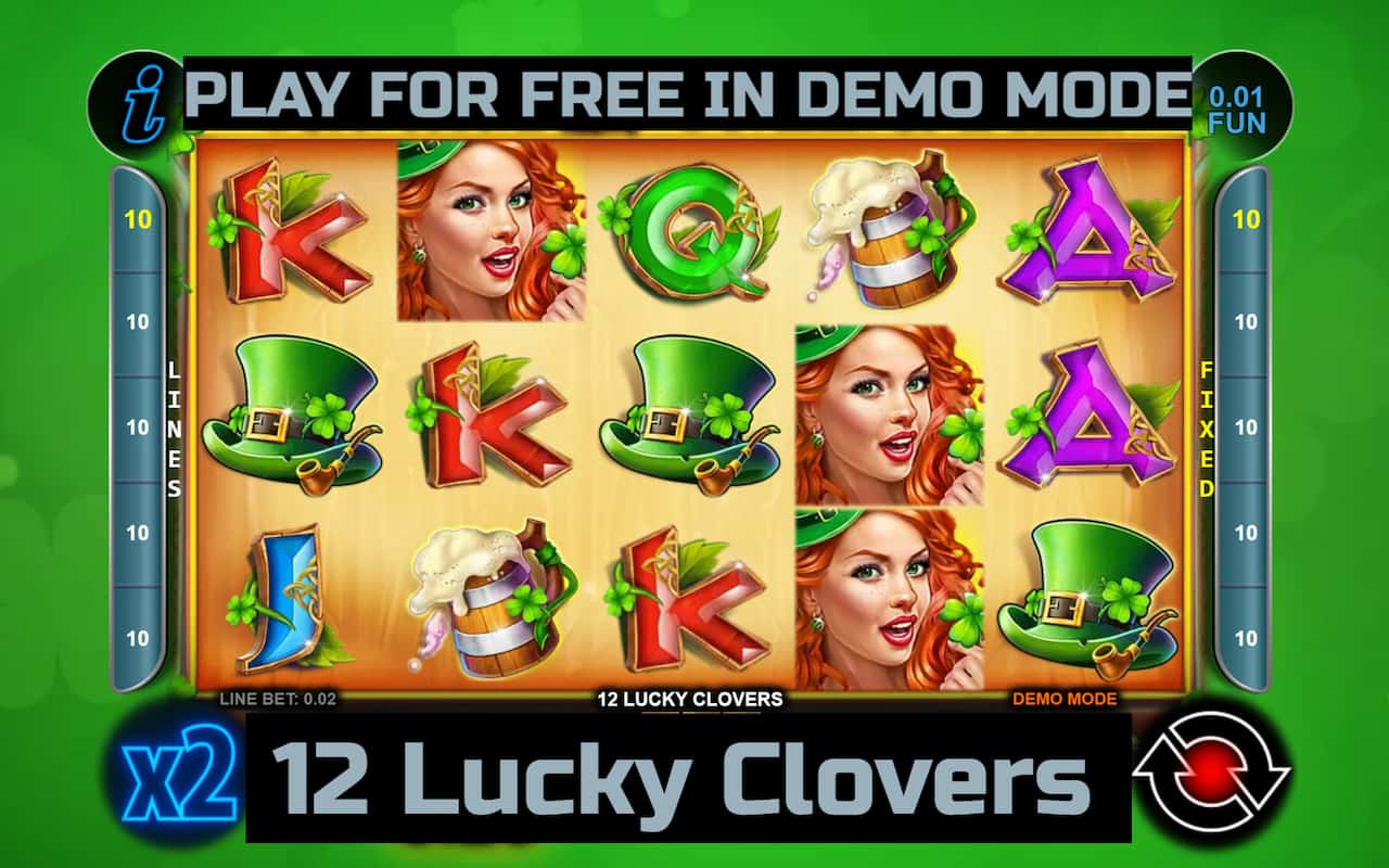 12 Lucky Clovers slot game by CT Interactive. Play for free in demo mode.