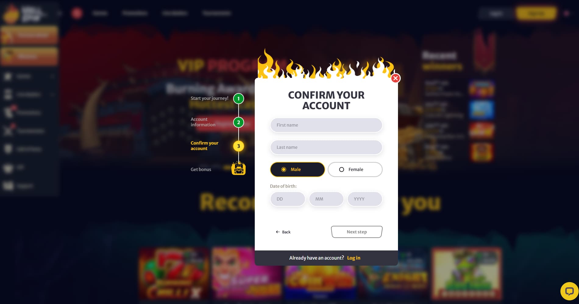 Provide personal information.