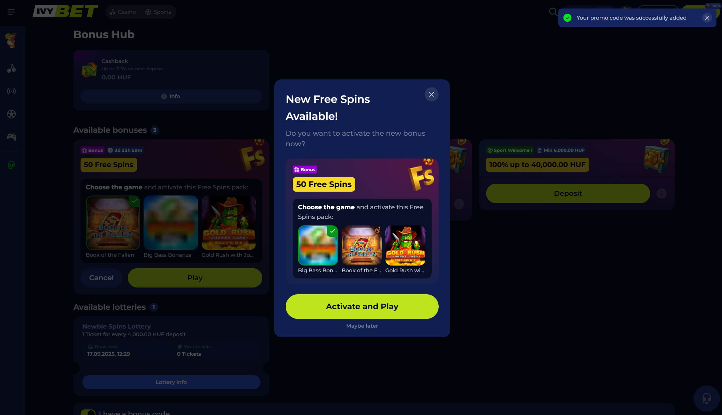 Select the preferred Pragmatic Play slot and click on the Activate button