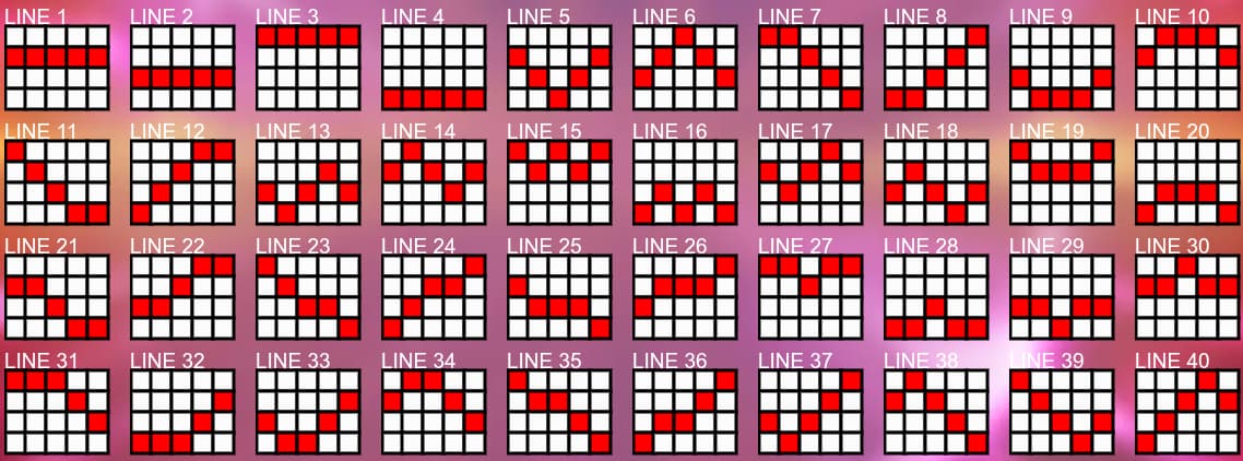 Paylines of the 40 Mega Star slot game