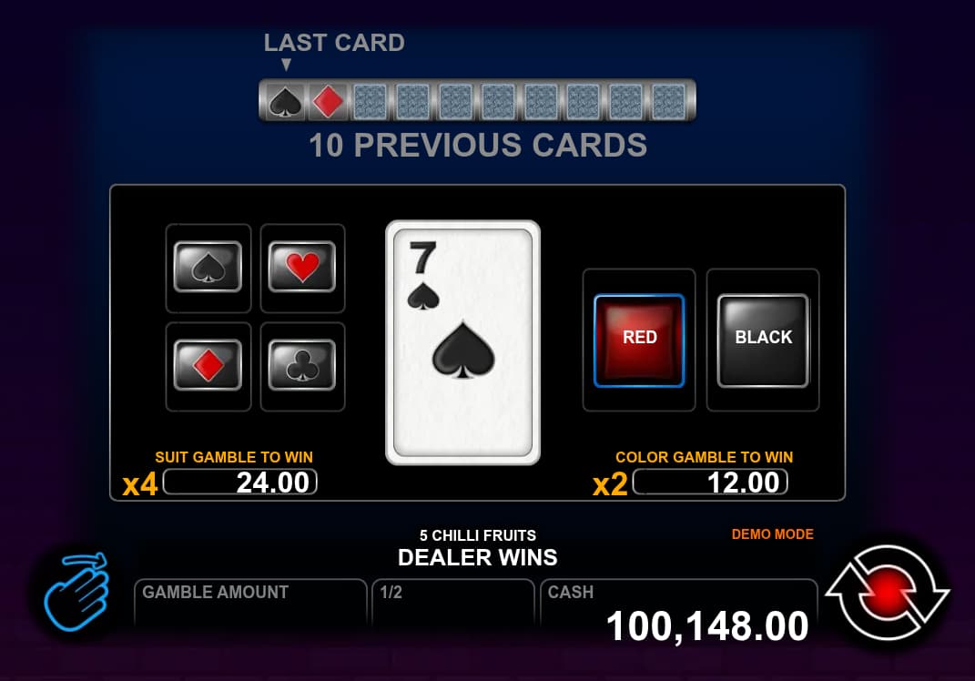 Double-Up Feature Screen - 5 Chilli Fruits slot game