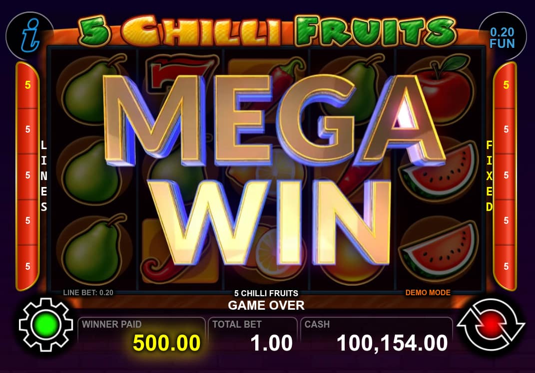 Mega Win Screen - 5 Chilli Fruits slot game
