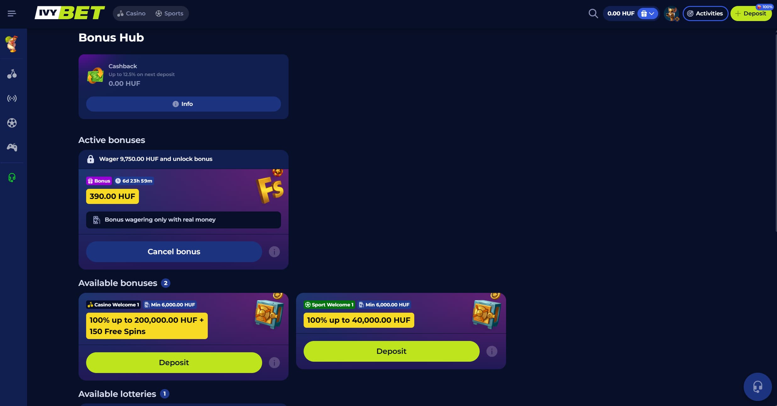 In the bonuses menu you can find the new bonus based on your winnings from the 50 free spins.