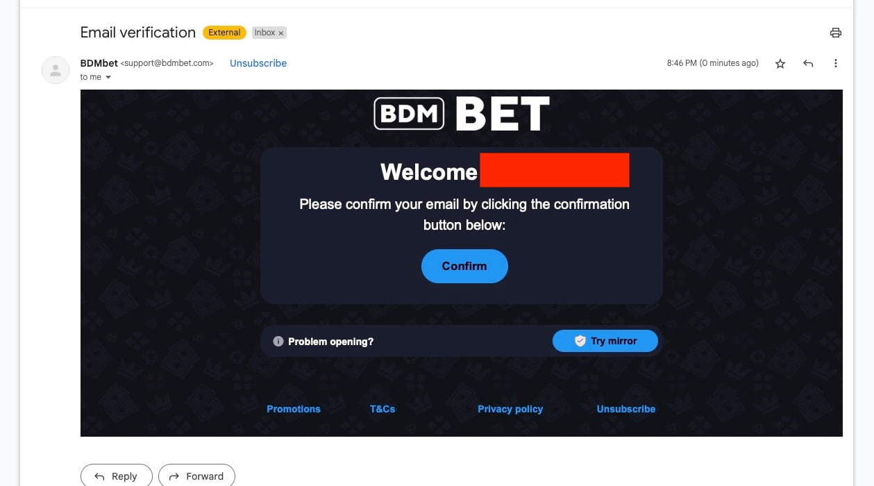 Check your email inbox for the verification email