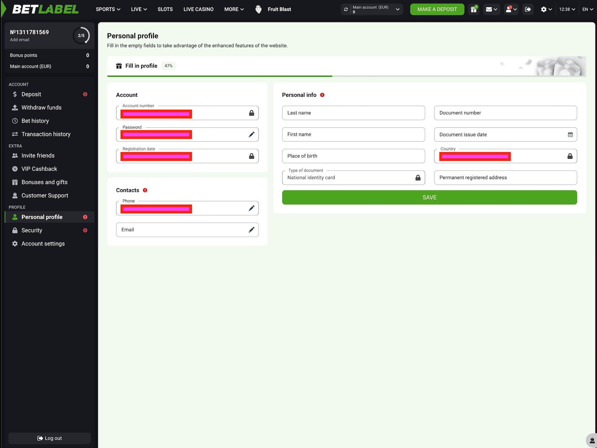 Visit the Profile page and verify the mobile number and email address.
