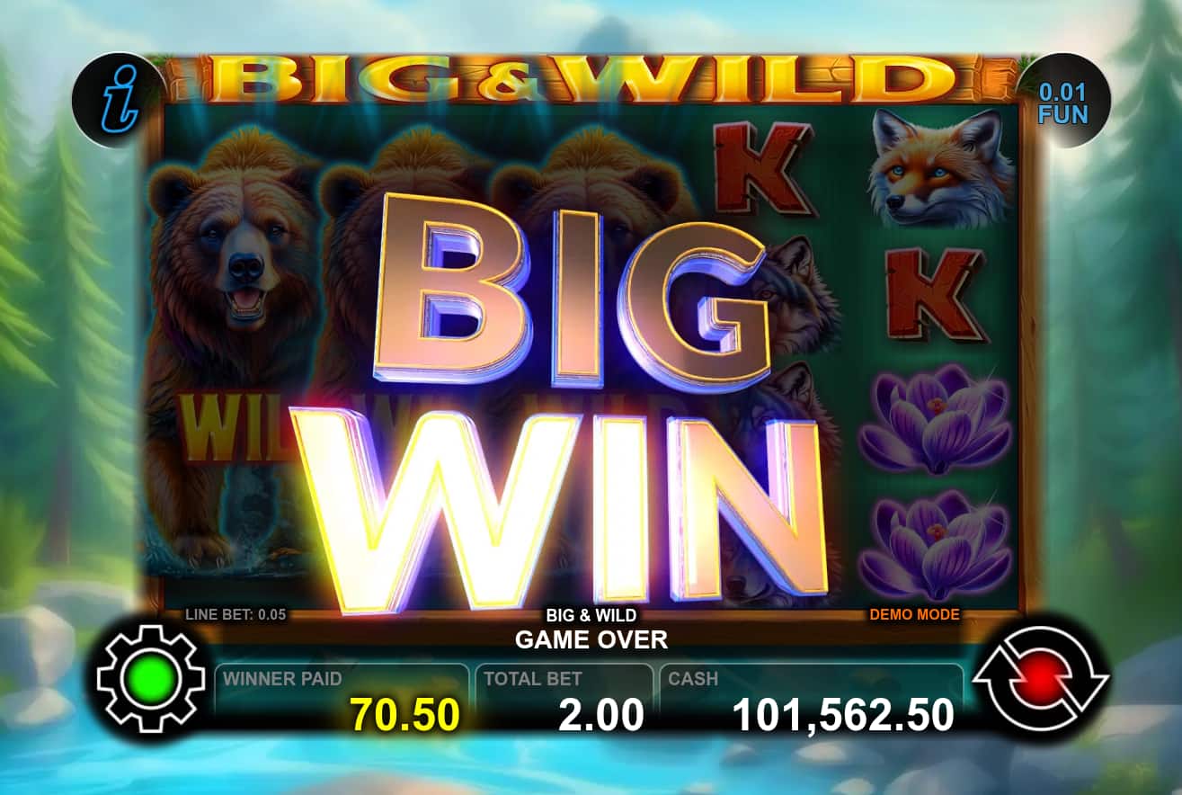 Big Win Screen - Big & Wild slot game