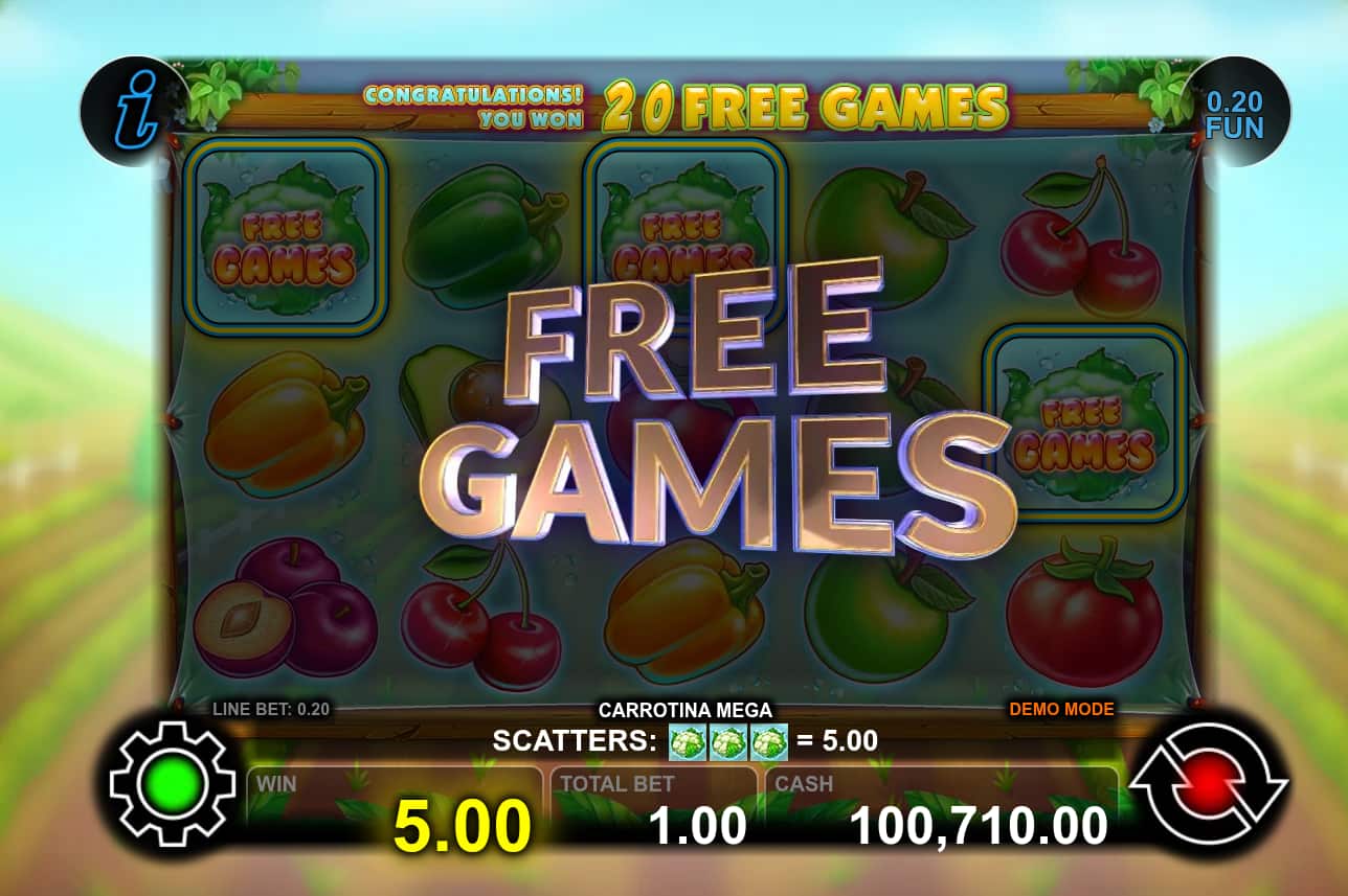 Free Games Screen - Carrotina Mega slot game