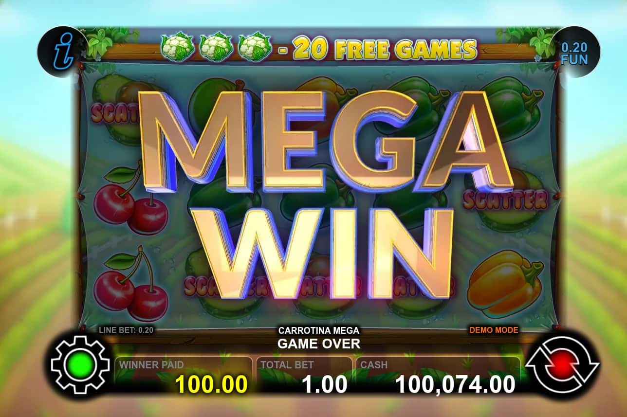Mega Win Screen - Carrotina Mega slot game