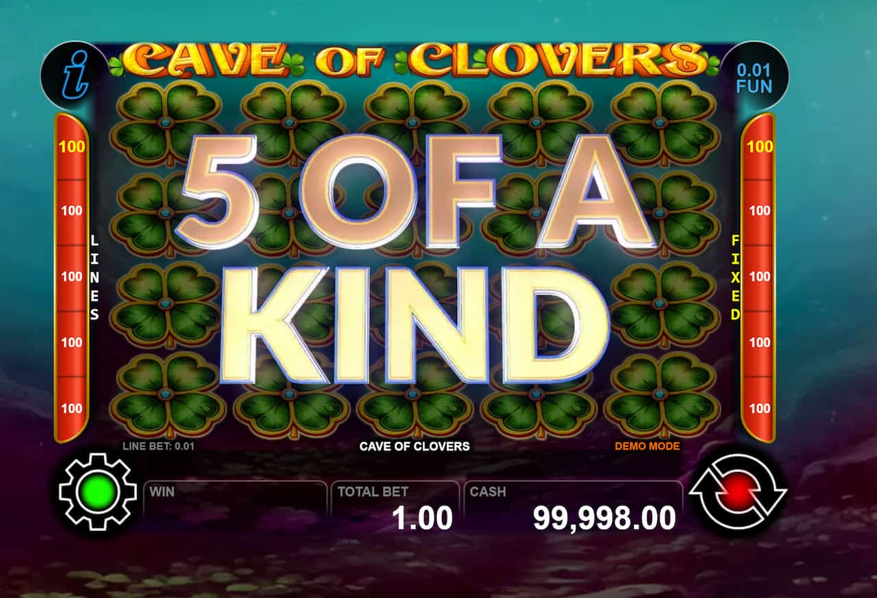 Five of a Kind Screen - Cave of Clovers slot game