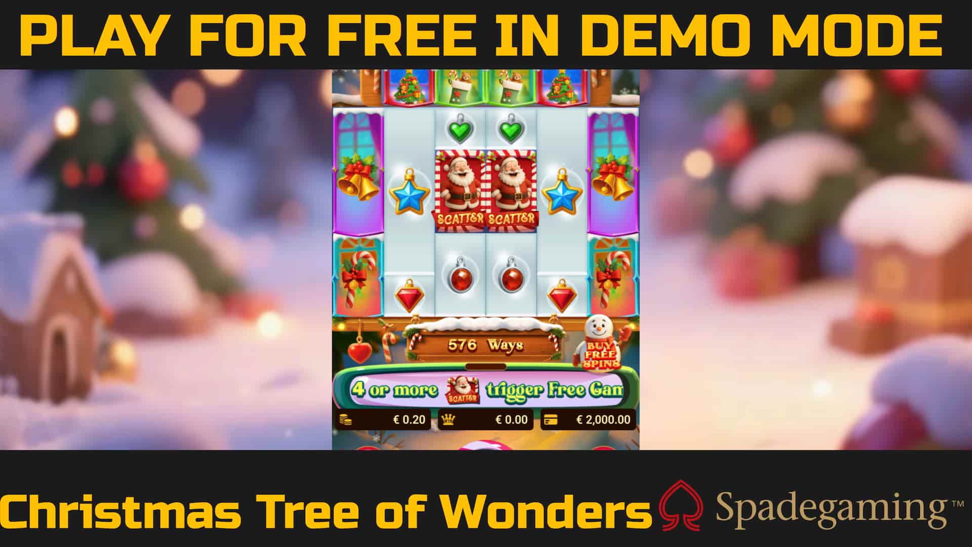 Christmas Tree of Wonders slot game by Spadegaming. Play for free in demo mode.