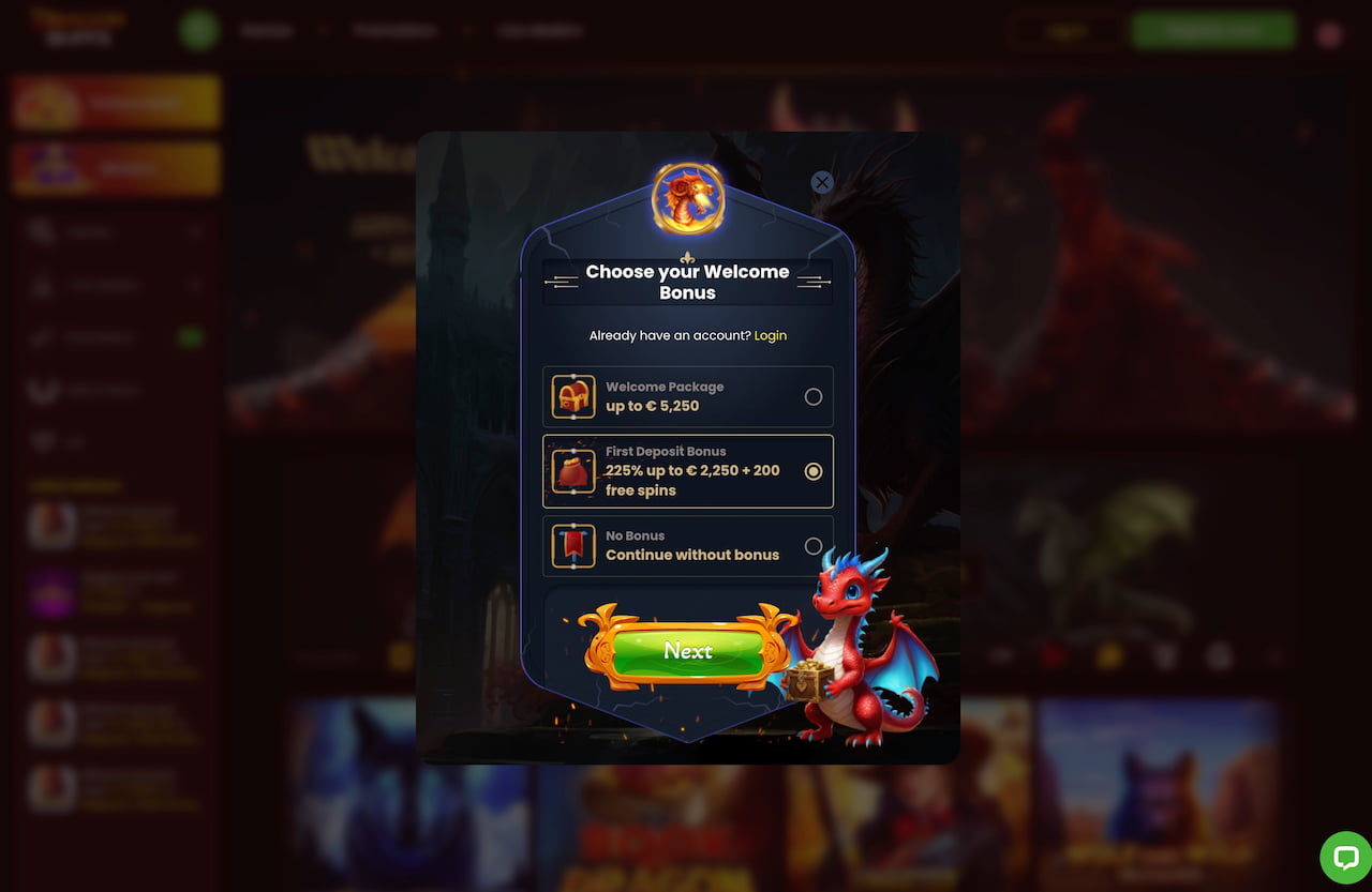 Select welcome bonus