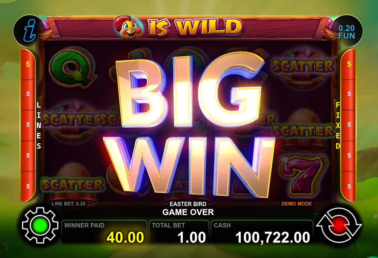 Big Win Screen - Easter Bird slot game