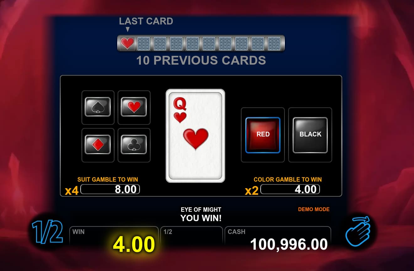 Double-Up Feature Screen - Eye of Might slot game