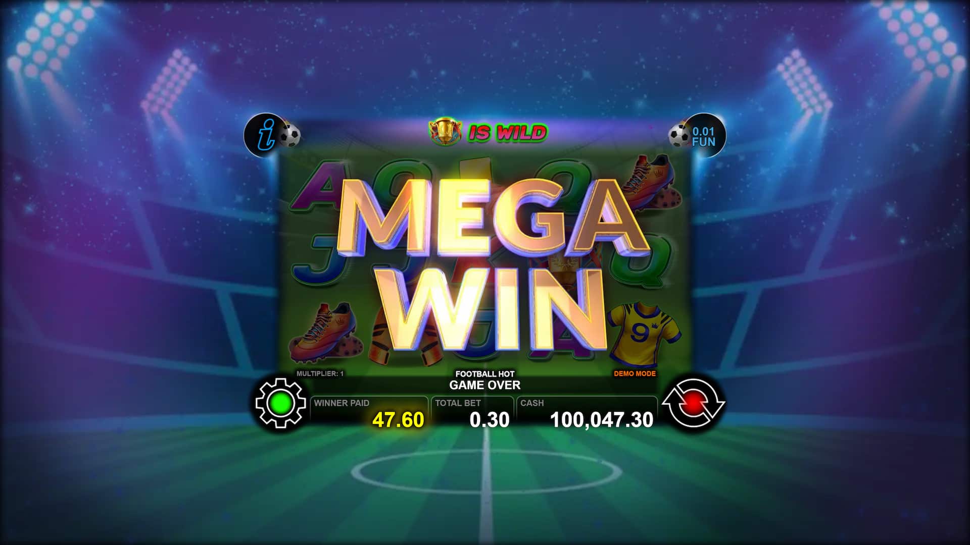 Mega Win Screen - Football Hot slot game