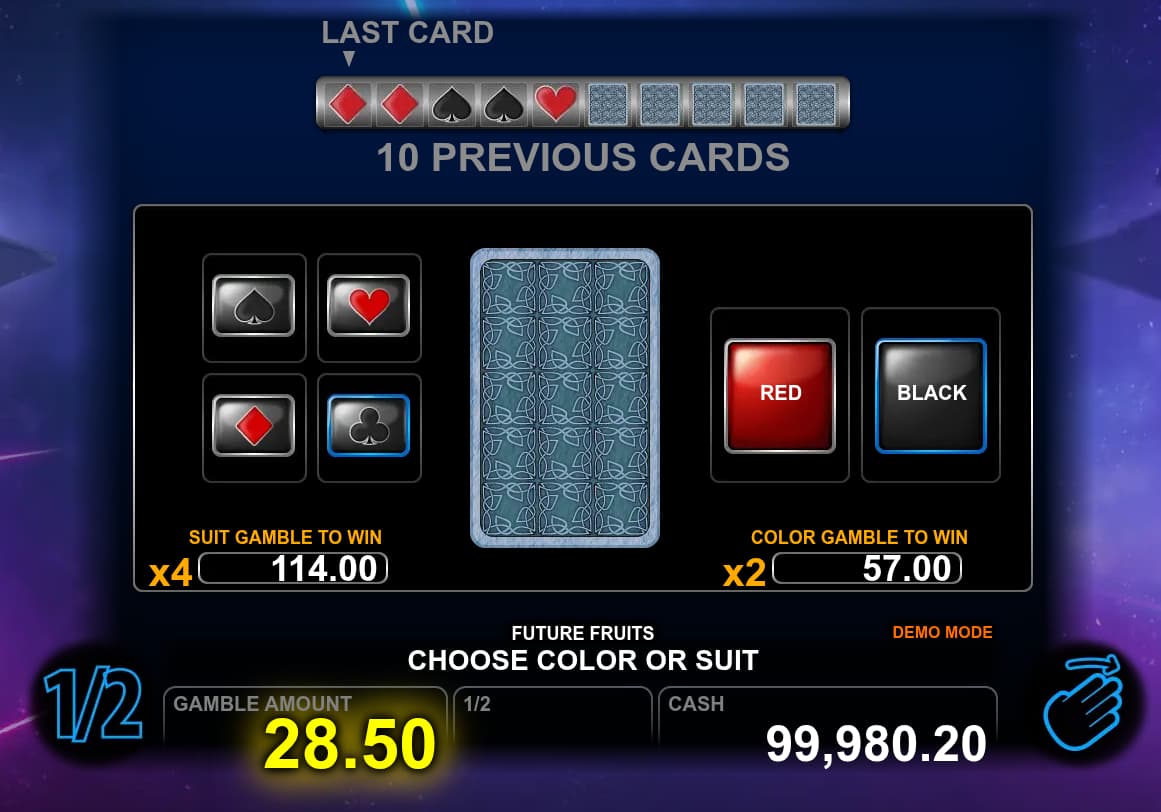Double-Up Feature Screen - Future Fruits slot game