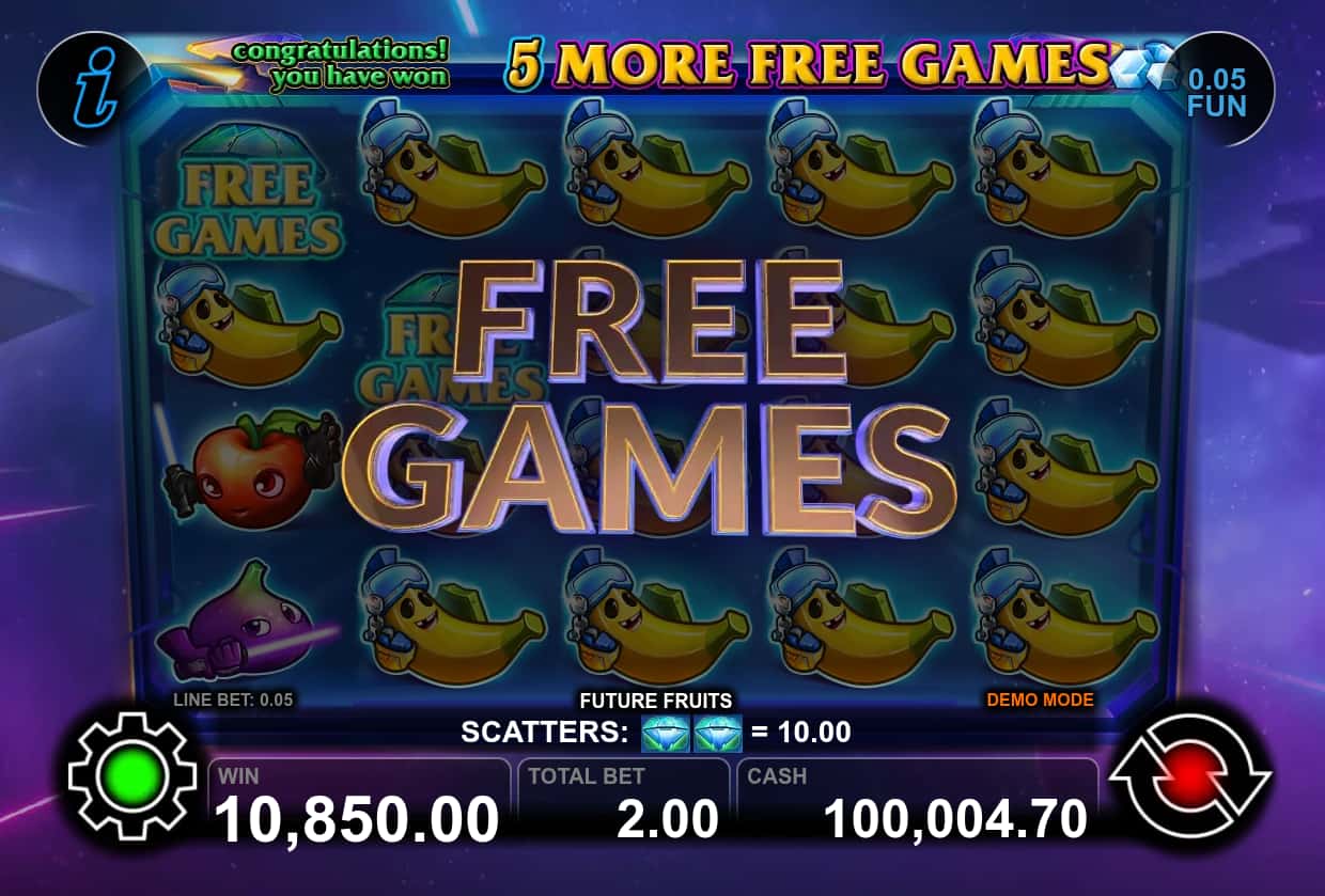 Free Games Screen - Future Fruits slot game