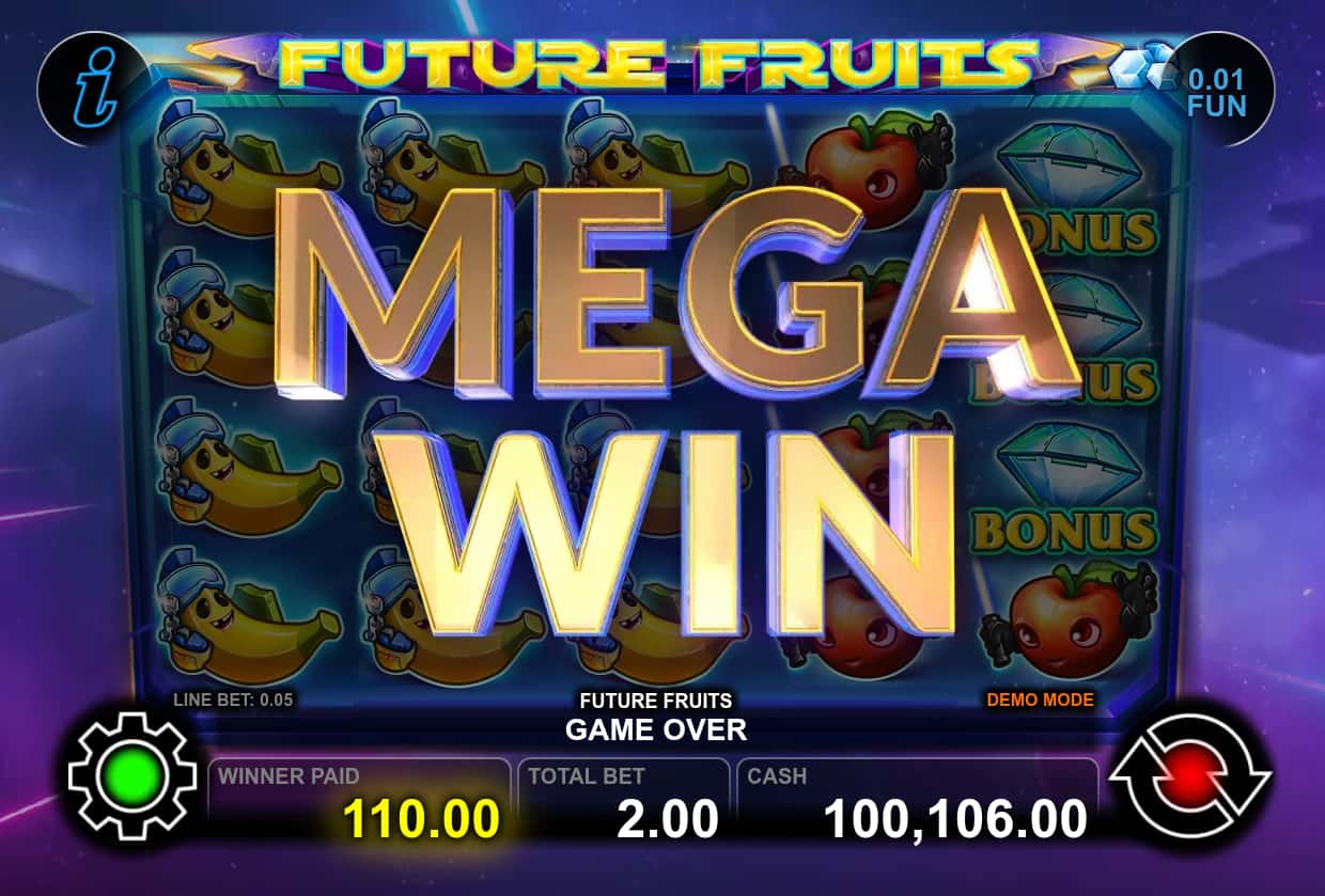 Mega Win Screen - Future Fruits slot game
