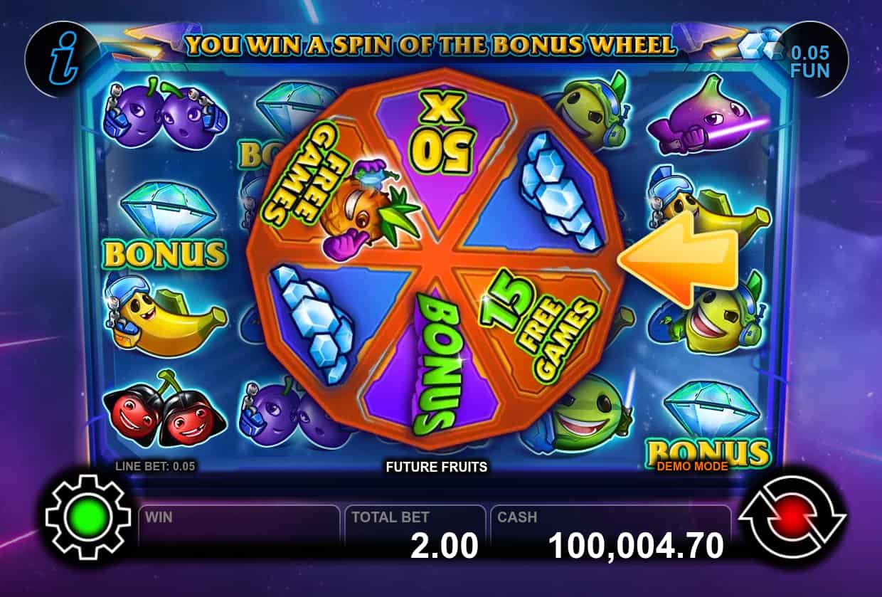 Wheel of Fortune Screen - Future Fruits slot game