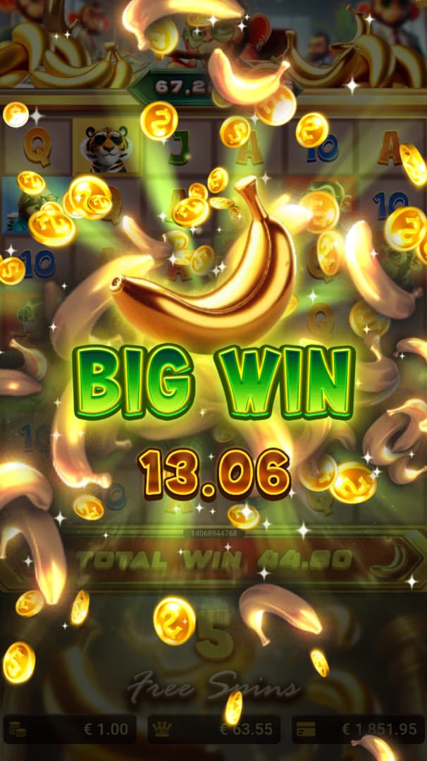 Big Win Screen - Going Bananas slot game